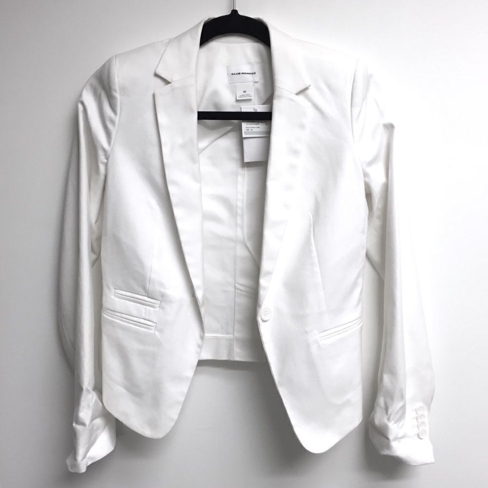 Club Monaco White Scarlet Blazer Jacket Size 00 - Picture 2 of 7